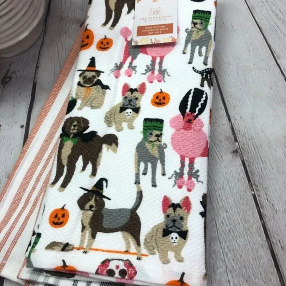 Dachshund halloween kitchen towel set of 2 The farmhouse